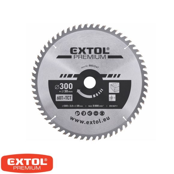 Extol Premium 8803247 körfűrészlap, keményfémlapkás (fához), Ø 300x30 mm - 60T (3.2/2.2 mm vtg)