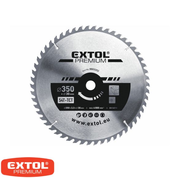 Extol Premium 8803252 körfűrészlap, keményfémlapkás (fához), Ø 350x30 mm - 54T (3.5/2.5 mm vtg)