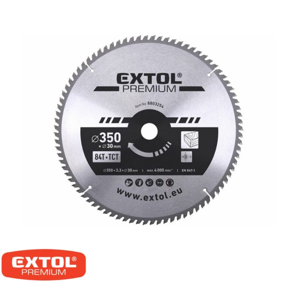 Extol Premium 8803254 körfűrészlap, keményfémlapkás (fához), Ø 350x30 mm - 84T (3.5/2.5 mm vtg)