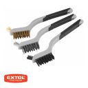 Extol Premium 8803901 hajlított drótkefe készlet műanyag nyéllel, nylon, acél és sárgaréz, 3db-os