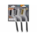 Extol Premium 8803901 hajlított drótkefe készlet műanyag nyéllel, nylon, acél és sárgaréz, 3db-os
