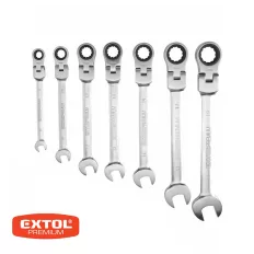   Extol Premium 8816105 racsnis csillag-villás kulcs készlet (csuklós) (CrV), 7 db-os (elliptikus)