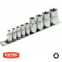 Extol Premium 8818114 e-torx dugókulcs készlet 1/4"-1/2" (CrV), 9 db-os