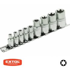   Extol Premium 8818114 e-torx dugókulcs készlet 1/4"-1/2" (CrV), 9 db-os