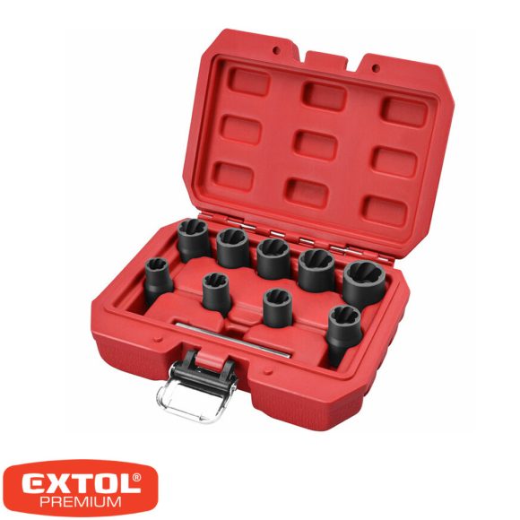 Extol Premium 8818141 hatlapfejű csavar-csavaranya kihajtó készlet 10-19 mm, CrMo 3/8" (10 részes)