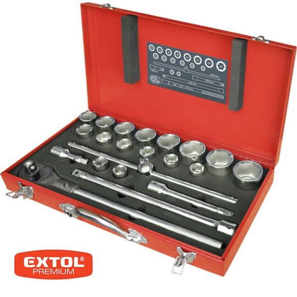 Extol Premium 8818350 dugókulcs készlet (CrV), 3/4", 22 db-os