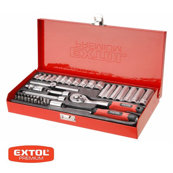 Extol Premium 8818360 dugókulcs készlet bitfejekkel (CrV), 1/4", 45 db-os