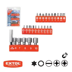   Extol Premium 8819620 bit behajtó és dugókulcs szett 26 db-os (mágneses)