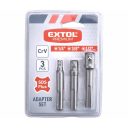 Extol Premium 8819695 dugókulcs adapter készlet (SDS-PLUS), 1/4"-3/8"-1/2", 3 db-os
