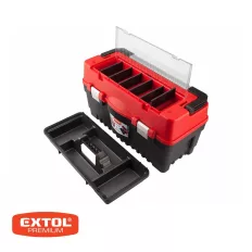   Extol Premium 8856082 műanyag szerszámosláda ("L"), 595x289x328 mm (ALU fogantyú, fém csatok)