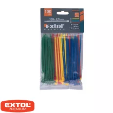   Extol Premium 8856192 kábelkötegelő PA 6.6, színes (piros-kék-zöld-sárga)  2,5x100 mm - 100 darab
