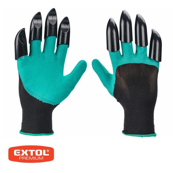 Extol Premium 8856661 védőkesztyű (kerti) (PES), latex mártással, műanyag ásókarmokkal, S/M-7/8