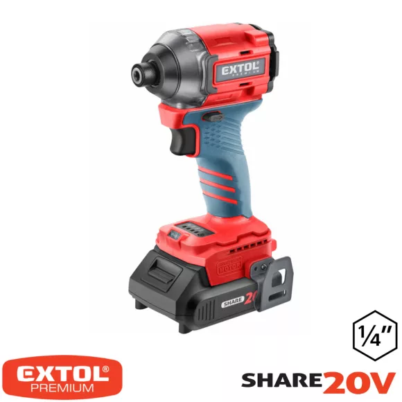 Extol Premium 8891814 akkus ütvecsavarozó, Share20V - max 230 Nm (1x2Ah akku)