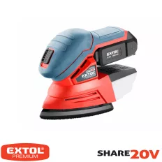   Extol Premium 8891844 akkus deltacsiszoló 135x95 mm, Share20V Li-Ion (2Ah akkuval, töltővel)