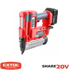   Extol Premium 8891860 akkus szög- és kapocsbelövő, Share20V Li-Ion (2Ah akkuval, töltővel)