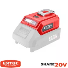   Extol Premium 8891896 USB töltő adapter LED lámpával SHARE 20V (2x2A)