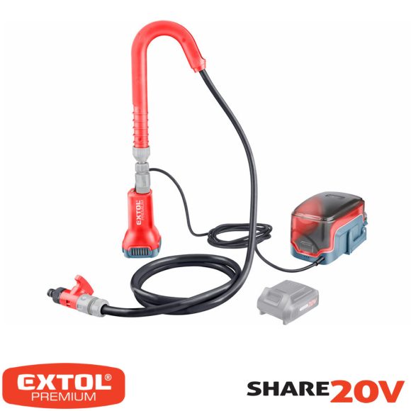 Extol Premium 8891931 akkus hordóürítő szivattyú, Share20V Li-Ion - max 1,9 m3/h (akku, töltő nélkül)