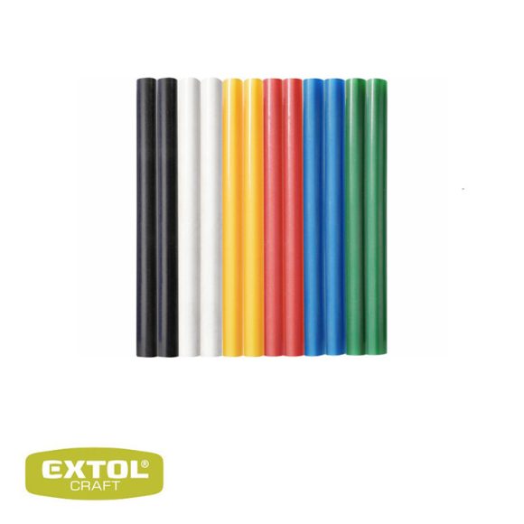 Extol Craft 9908 ragasztóstift ragasztópisztolyhoz, Ø 7.2x100mm, színes, 12db-os