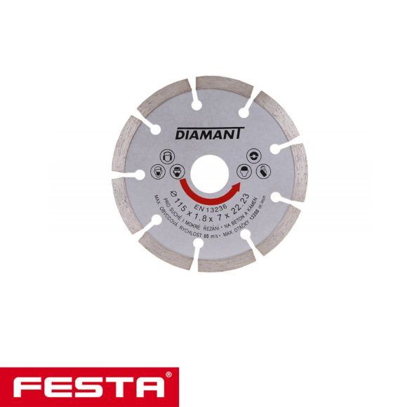 Festa 21111 gyémánttárcsa (szegmentált) (építőanyag), Ø 115x1.8x22.2 mm