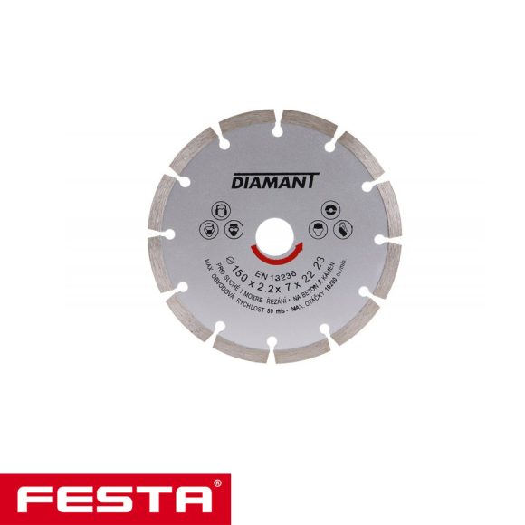 Festa 21115 gyémánttárcsa (szegmentált) (építőanyag), Ø 150x2.2x22.2 mm