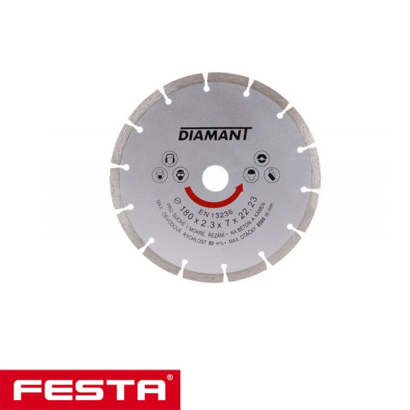 Festa 21118 gyémánttárcsa (szegmentált) (építőanyag), Ø 180x2.3x22.2 mm