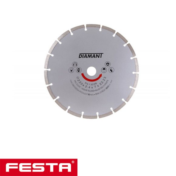 Festa 21123 gyémánttárcsa (szegmentált) (építőanyag), Ø 230x2.4x22.2 mm