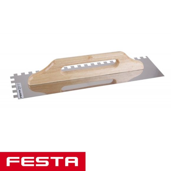 Festa 31072 glettvas 500x130 mm - fogazott 12x12 mm (inox)