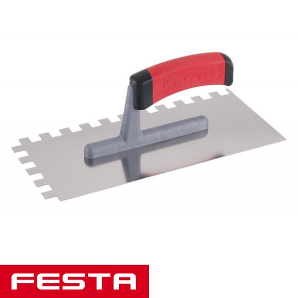 Festa 31145 glettvas 280x130 mm - fogazott 12x12 mm (inox, gumírozott nyél)