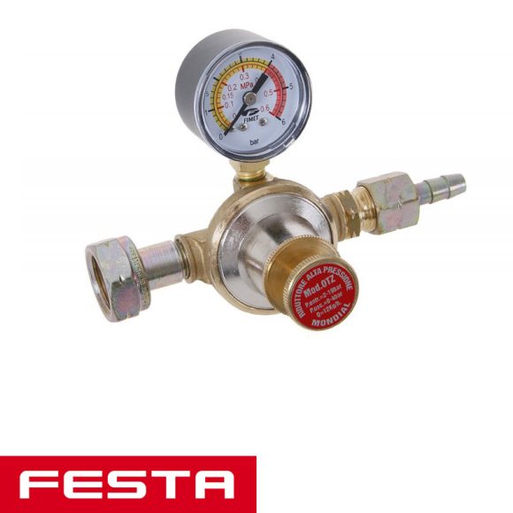 Festa 69907 PB gáz nyomásszabályozó szelep manométerrel 0-4 bar (max 12 kg/h)