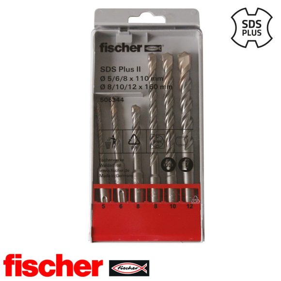 fischer SET 6 SDS Plus II Pointer 2 élű fúrószár készlet (5,6,8,8,10,12)(6 db)