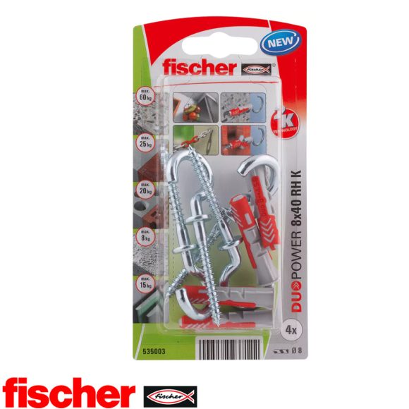 fischer DuoPower 8x40 RH K körkampóval (4 darab)