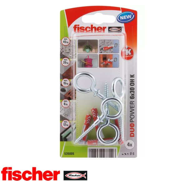 fischer DuoPower 6x30 OH K szemescsavarral (4 darab)