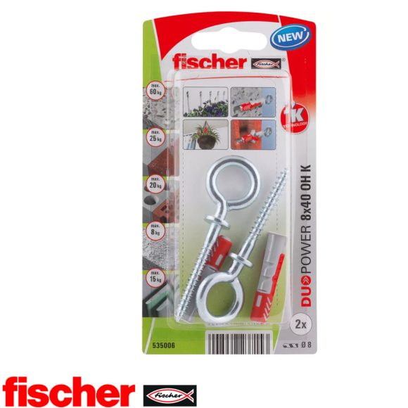 fischer DuoPower 8x40 OH K szemescsavarral (2 darab)