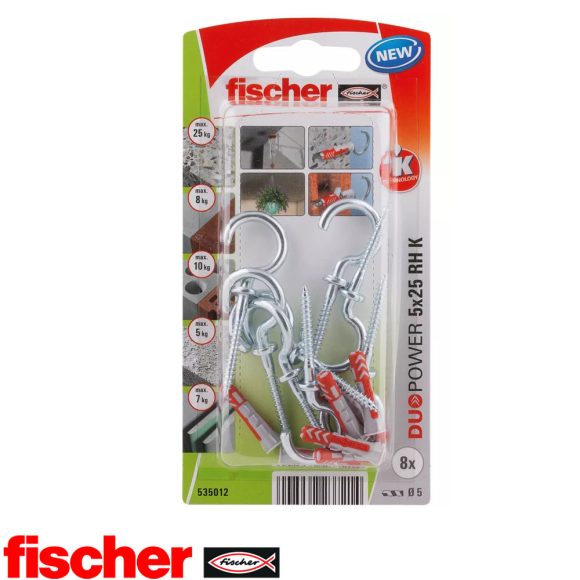 fischer DuoPower 5x25 RH K körkampóval (8 darab)