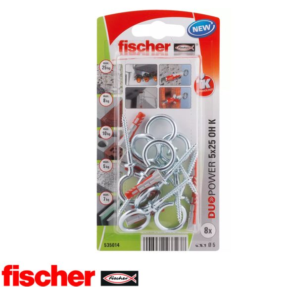 fischer DuoPower 5x25 OH K szemescsavarral (8 darab)