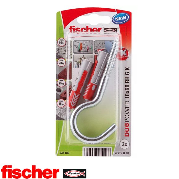 fischer DuoPower 10x50 RH G K nagy körkampóval (2 darab)