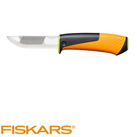 Fiskars 1023619 épületgépészeti kés tokba épített élezővel - 22 cm (9 cm pengehossz)