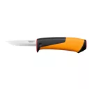 Fiskars 1023620 kés kifinomult famunkákhoz tokba épített élezővel - 21 cm (8 cm pengehossz)