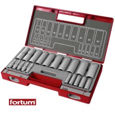  Fortum 4700012 hosszított dugókulcs készlet 1/4" - 1/2" (CrV), 20 db-os