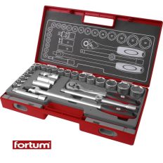   Fortum 4700014 dugókulcs készlet (CrV), 1/2", 27 db-os