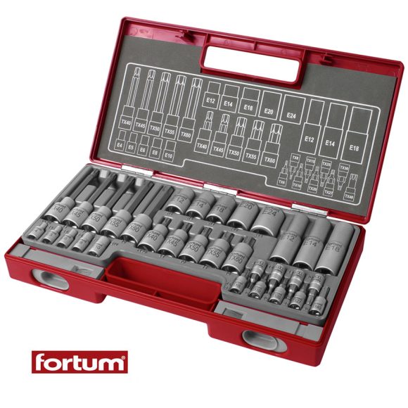 Fortum 4700020 dugókulcs készlet 1/4" - 1/2" (CrV), 32 db-os