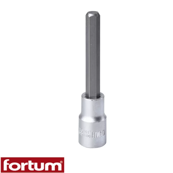 Fortum 4700630 dugókulcs imbusz bit CrV/S2 acél 1/2" - HEX 10 mm (L=100mm)