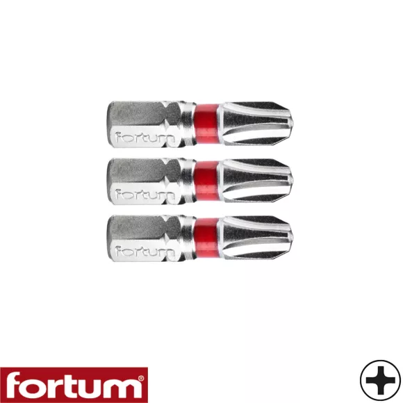 Fortum 4741203  behajtóhegy szett, 3 darab, S2 acél (1/4") - PH3x25 mm