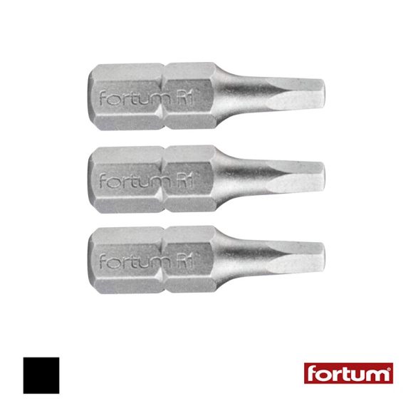 Fortum 4741601 bitbehajtó, SQ1x25 mm, 3 darabos (1/4" bit befogás)