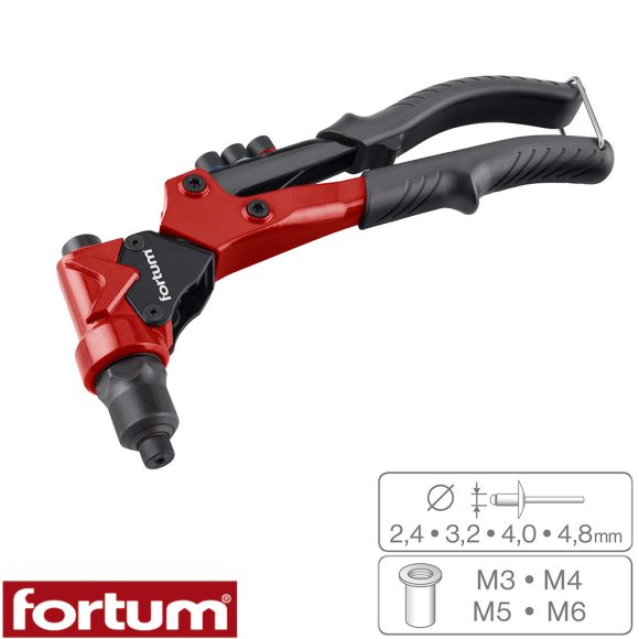 Fortum 4770628 szegecsanya és popszegecs húzó fogó, 2in1 - 260 mm (forgatható fej)