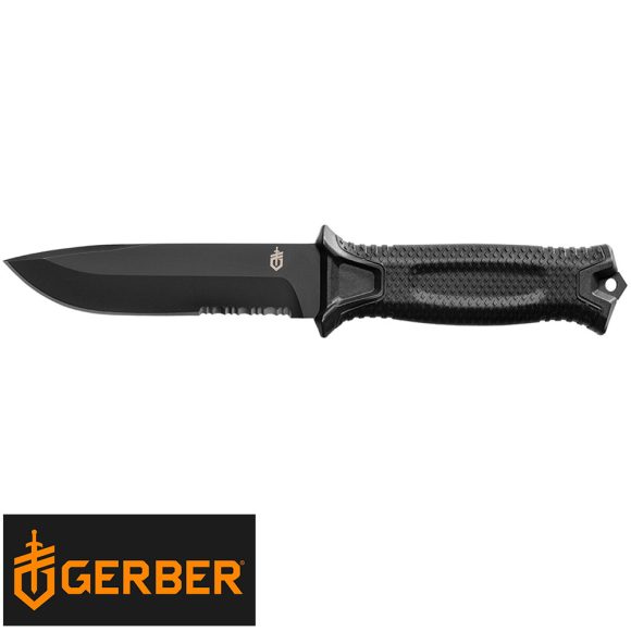 Gerber Strongman Black taktikai kés, részben fogazott pengével