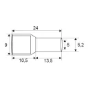 GL 05726 szigetelt iker érvéghüvely sárga 2x6 mm2 - 13,5 mm