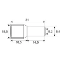 GL 05728 szigetelt iker érvéghüvely vajszínű 2x16 mm2 - 14,5 mm