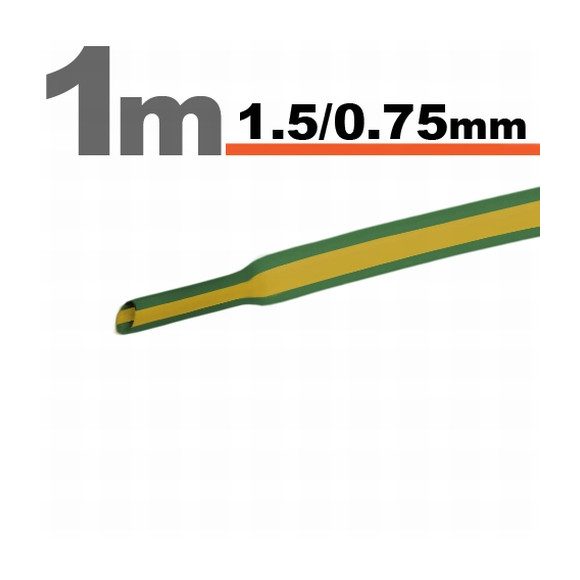 GL 11019X zöld-sárga zsugorcső 1,5/0,75 mm - 1m