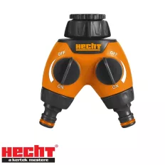   HECHT 08104 kétutas tömlővéges csatlakozó, 3/4"-1" (elzárható) (gyorscsatlakozás)